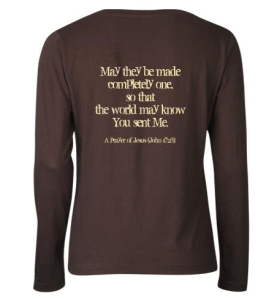 Be one, Jesus prays.   From John 17:23 (V Priest design).