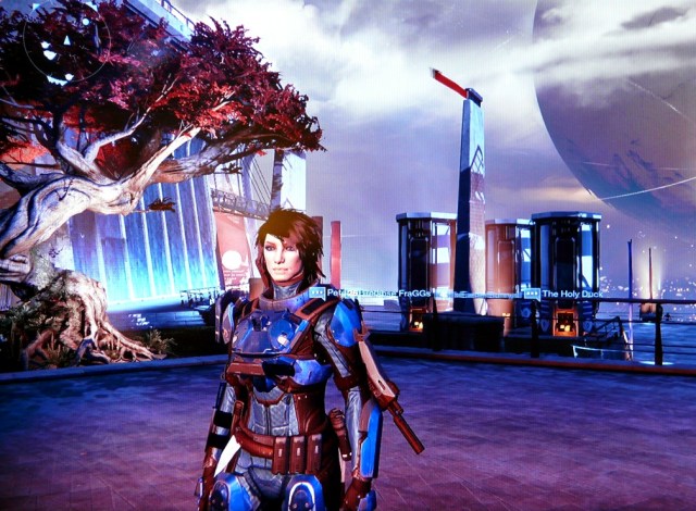 Me, Amenta, at The Tower (yes, I have legendary blue armor on - a bright thing in my new life).