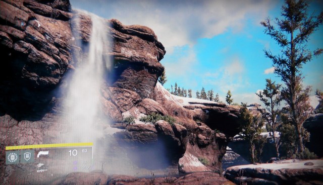 This area is so beautiful - this photo is only part of the whole.  There's a little pond at the bottom of the waterfall, and I often see a rainbow there.  So very peaceful compared to much of . . . everywhere.