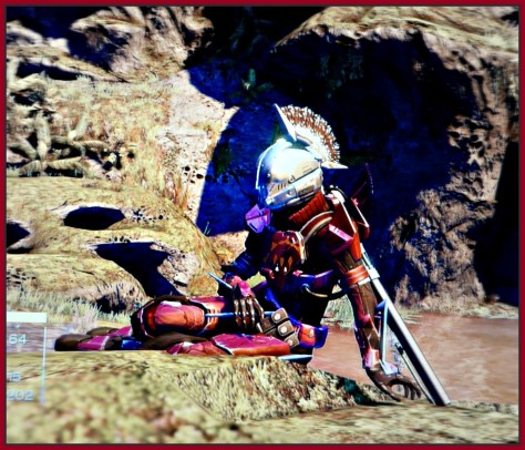 Me with my new helmet (Helm of Saint-14) and Queens Guard Plate armor, on Venus.