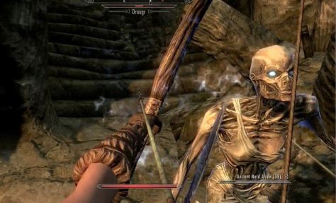Bald female draugr in nighty