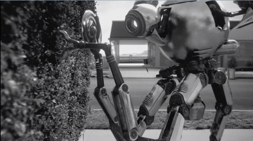 Fallout 4 Mr Handy maintining shrubs